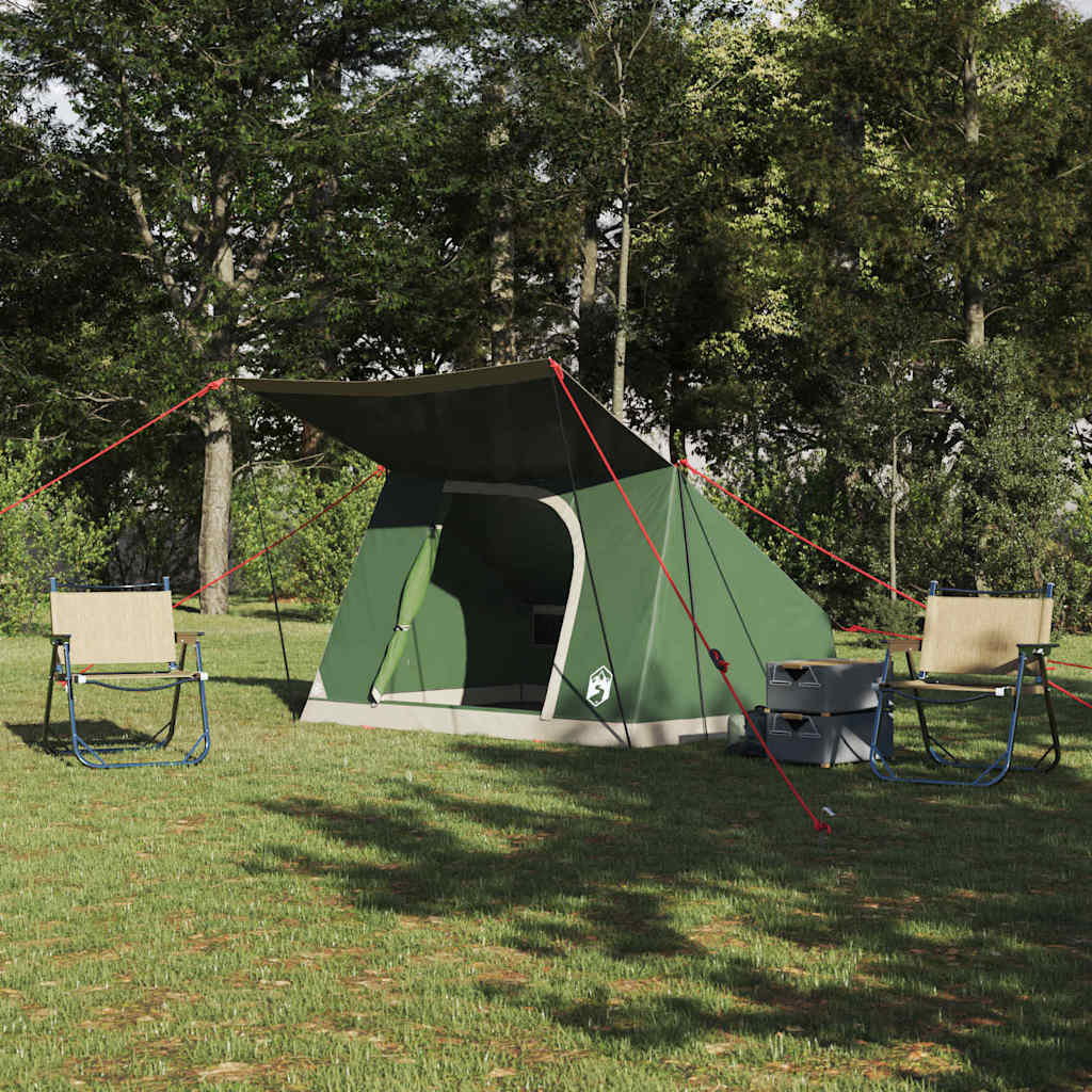 Vidaxl camping tent met dak met opslag groen 223 x 163 x 130 cm taft