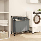Vidaxl wasmand met wielen 3 vakken grijs