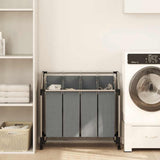 Vidaxl wasmand met wielen 4 vakken grijs