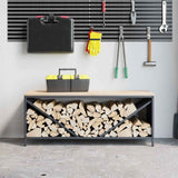 Vidaxl brandhoutrek met houten blad 100,5x35,5x40 cm antracietkleurig