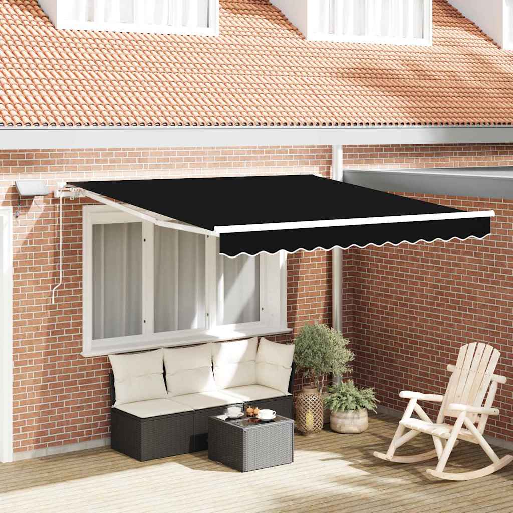 Vidaxl inklapbaar zonnescherm zwart 300 x 250 cm stof en staal