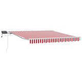 Vidaxl inklapbaar zonnescherm rood en wit 350 x 250 cm stof en staal