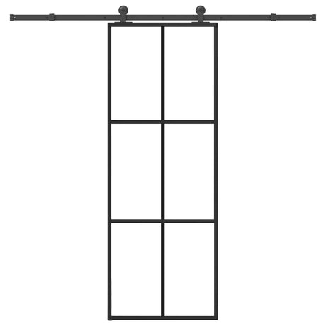 Vidaxl schuifdeur met beslag 76x205 cm esg-glas en aluminium