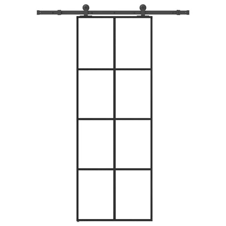Vidaxl schuifdeur met beslag 76x205 cm esg-glas en aluminium
