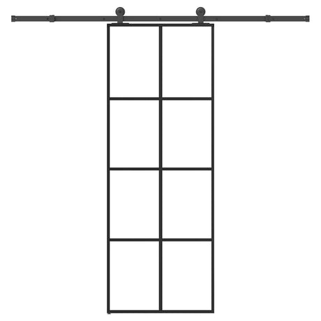 Vidaxl schuifdeur met beslag 76x205 cm esg-glas en aluminium