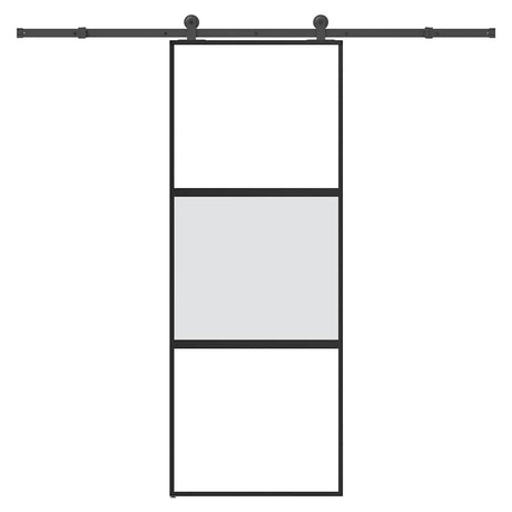 Vidaxl schuifdeur met beslag 76x205 cm gehard glas en aluminium