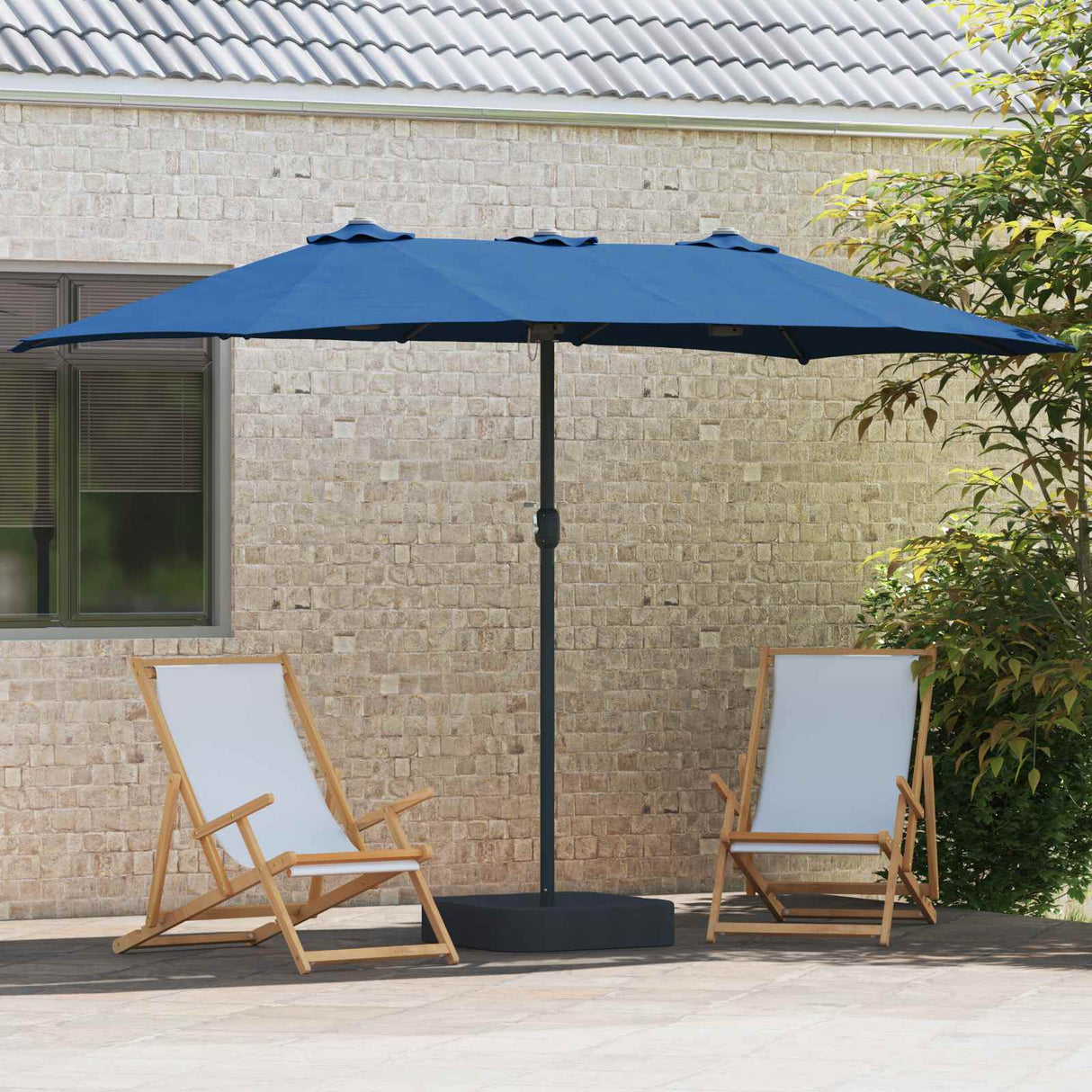 Vidaxl tuinparasol azurblauw 385 x 209 x 244 cm polyester