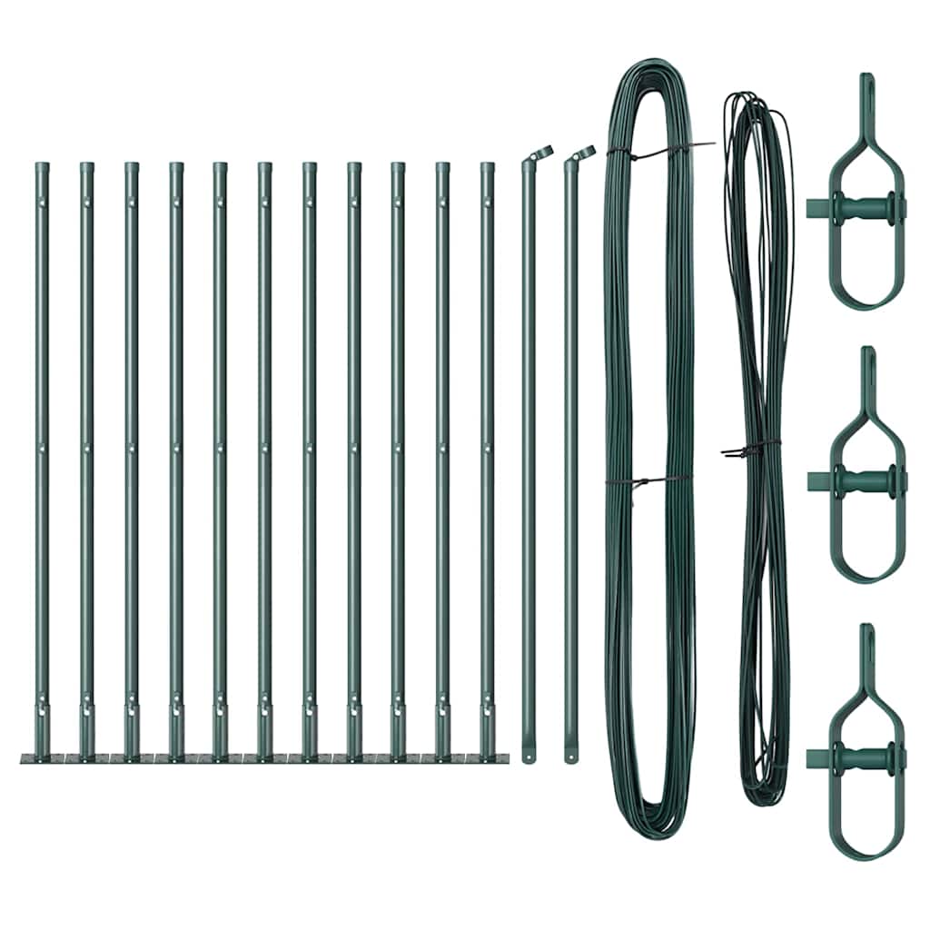 Vidaxl afrasteringspaal 13 pcs groen staal