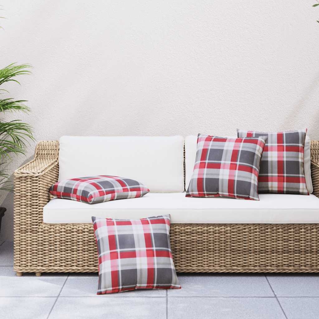 Vidaxl bankkussens 4 stuks rood geruit patroon 40x40 cm stof