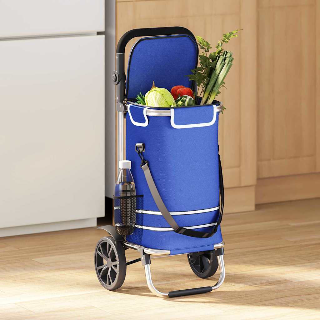 Vidaxl winkel trolley blauw 36,5 x 46,5 x 100,5 cm oxford stof