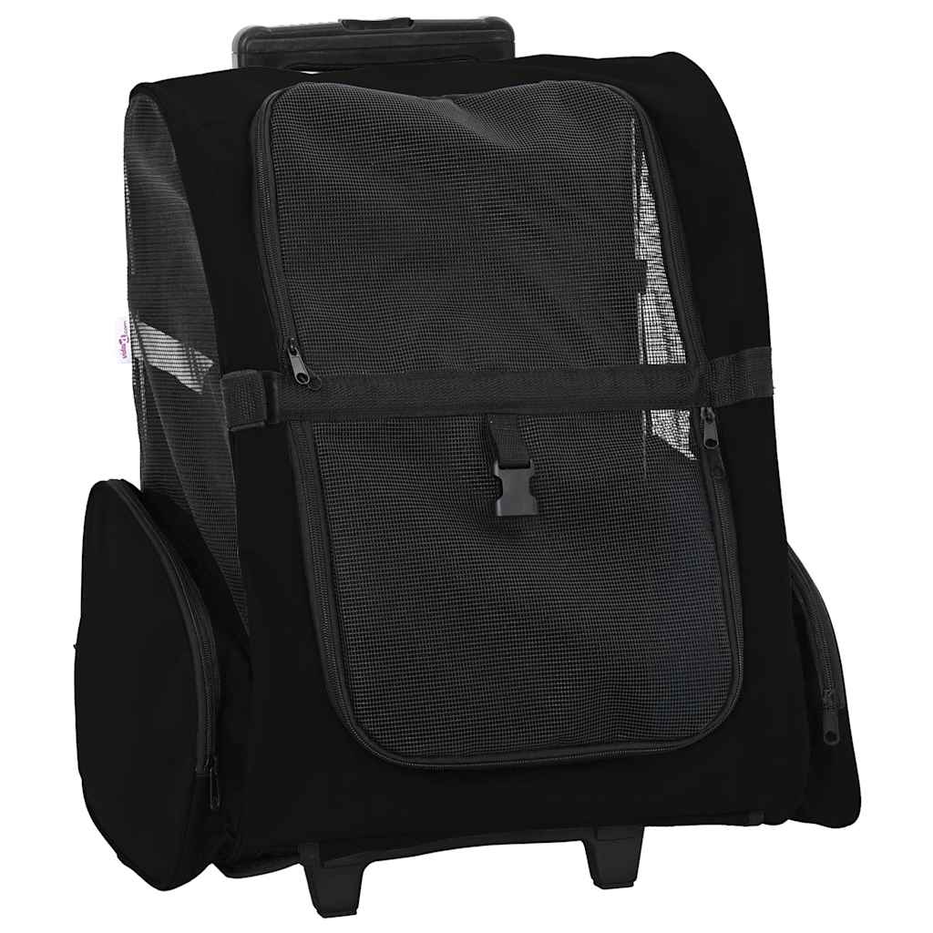 Vidaxl huisdierentrolley 3-in-1 48x32x(57-106) cm oxford stof zwart