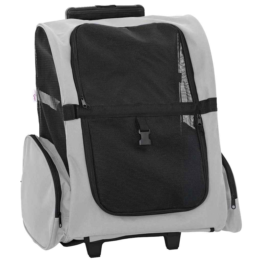 Vidaxl huisdierentrolley 3-in-1 48x32x(57-106) cm oxford stof grijs