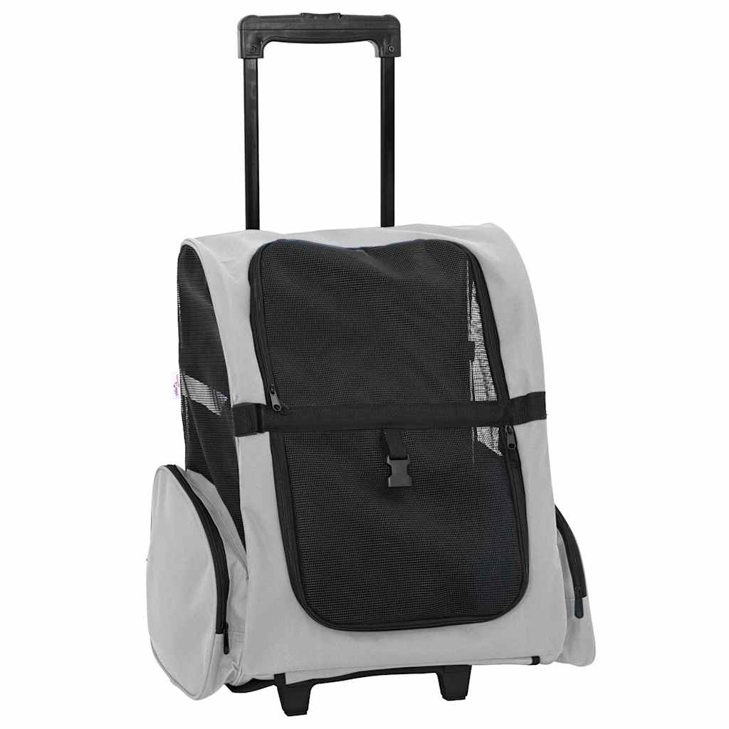 Vidaxl huisdierentrolley 3-in-1 48x32x(57-106) cm oxford stof grijs
