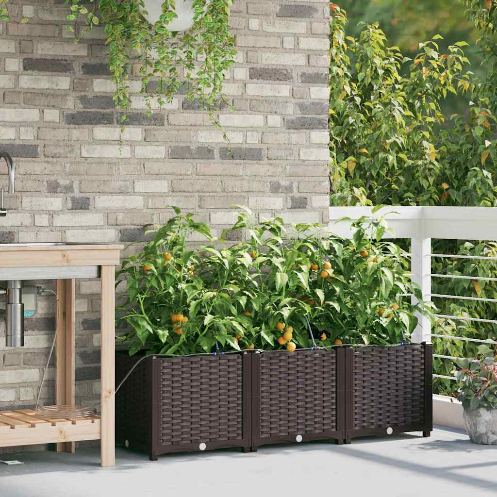 Vidaxl tuin bloempot 3 pcs bruin staal