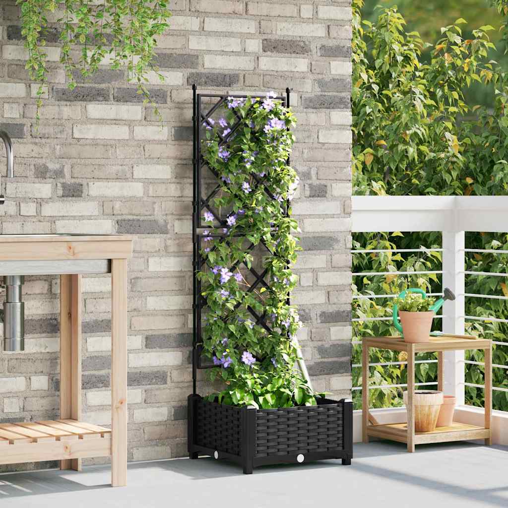 Vidaxl tuin bloempot zwart 40 x 40 x 125,5 cm staal