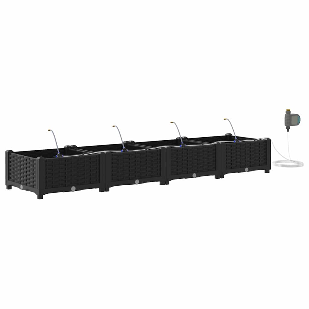 Vidaxl tuin bloempot 4 pcs zwart staal