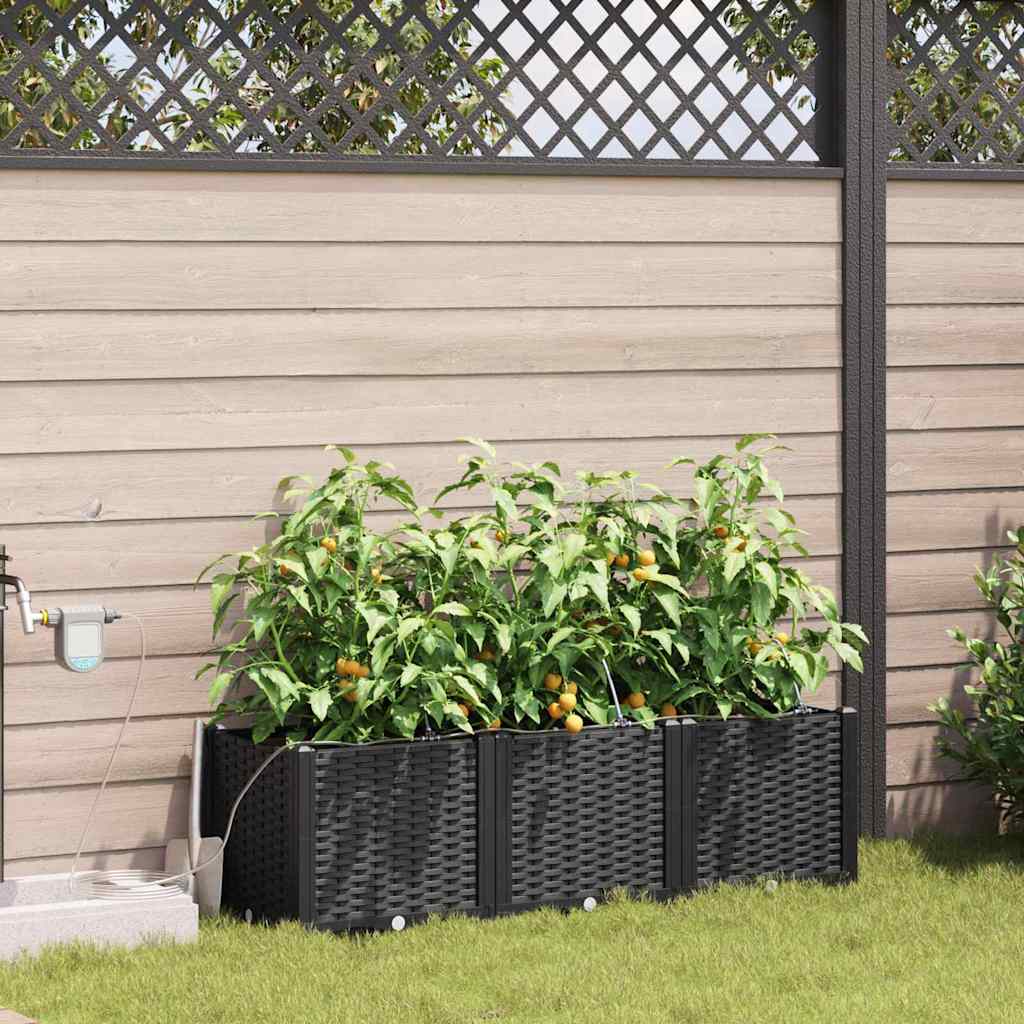 Vidaxl tuin bloempot 3 pcs zwart staal