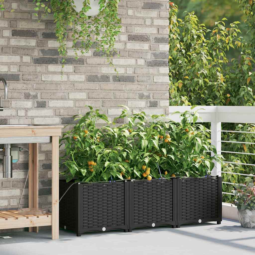 Vidaxl tuin bloempot 3 pcs zwart staal