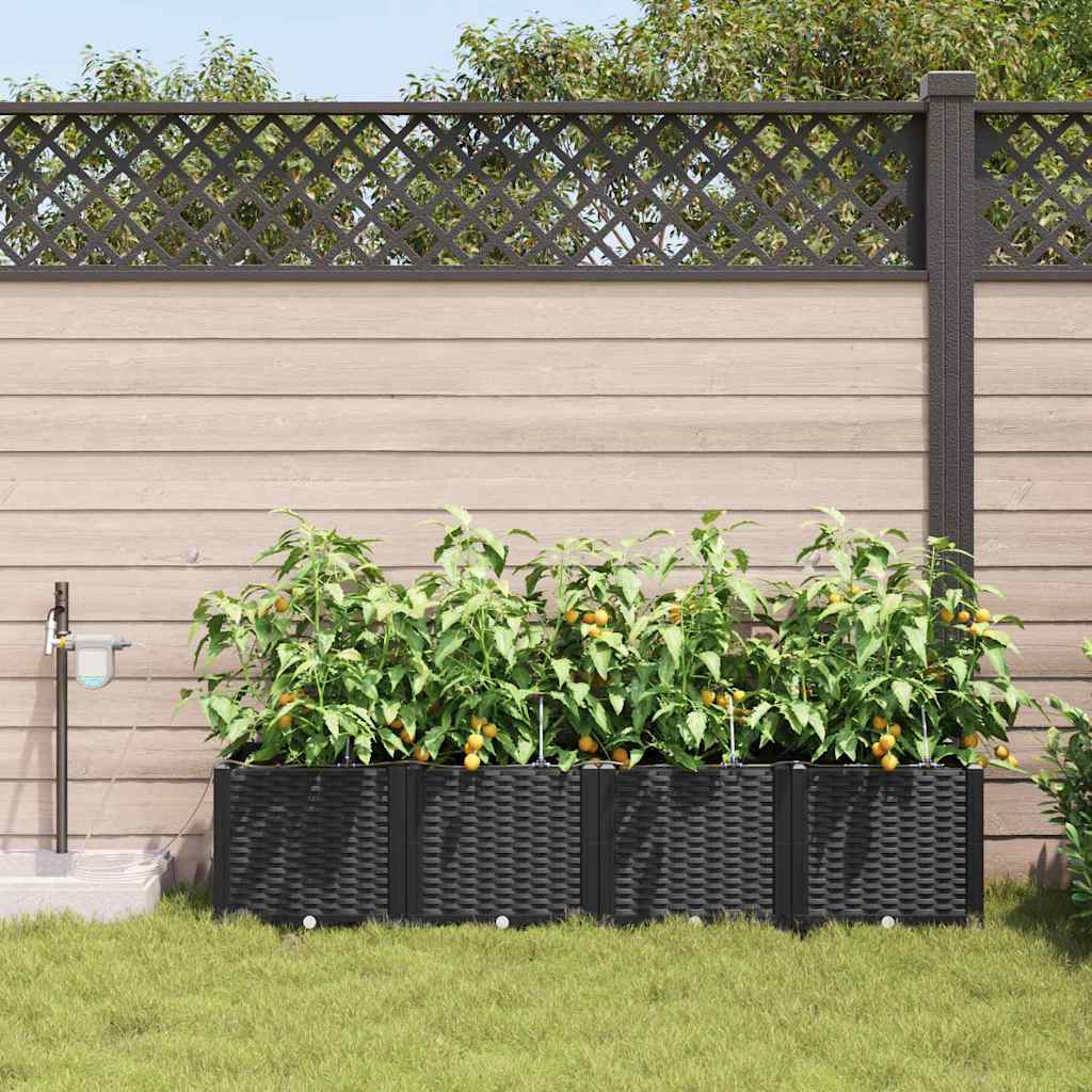 Vidaxl tuin bloempot 4 pcs zwart staal
