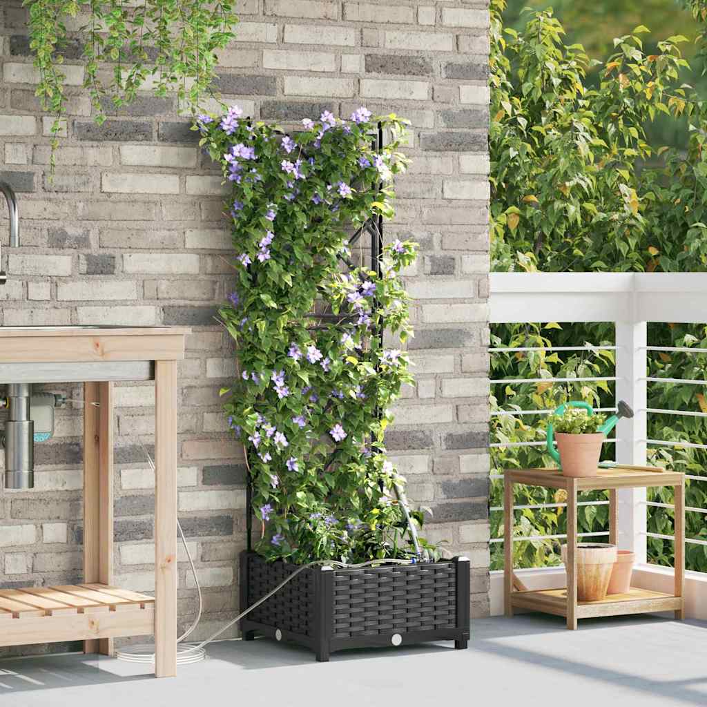 Vidaxl tuin bloempot zwart 40 x 40 x 126 cm staal