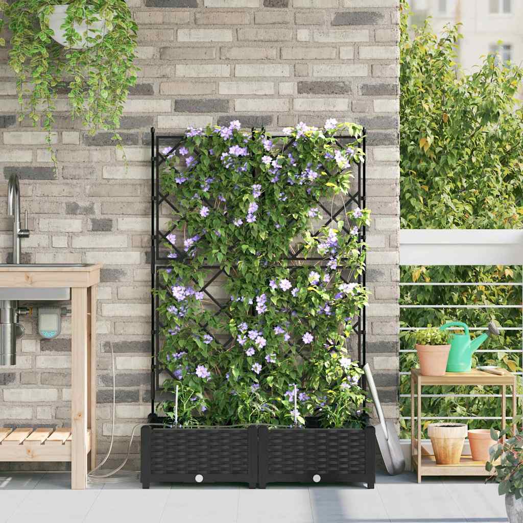 Vidaxl tuin bloempot 2 pcs zwart staal