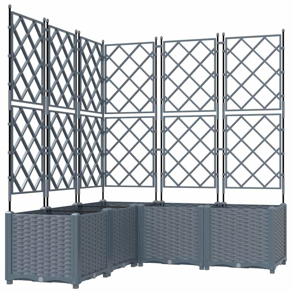 Vidaxl tuin bloempot 5 pcs licht grijs 120 x 120 x 143 cm staal