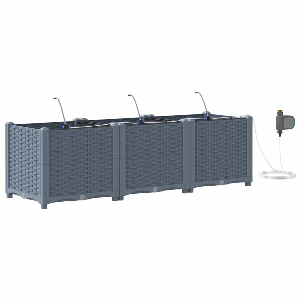 Vidaxl tuin bloempot 3 pcs licht grijs staal