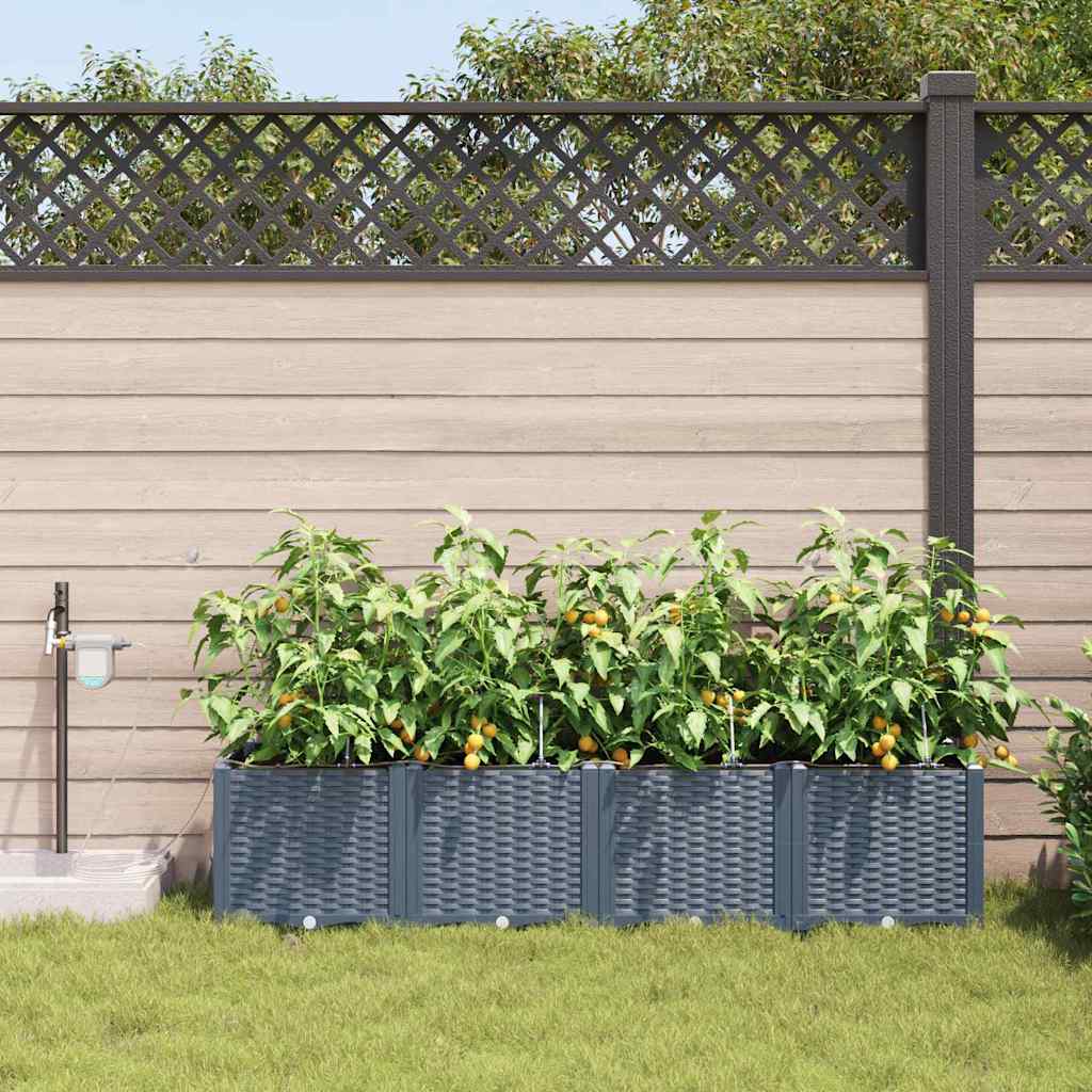 Vidaxl tuin bloempot 4 pcs licht grijs staal