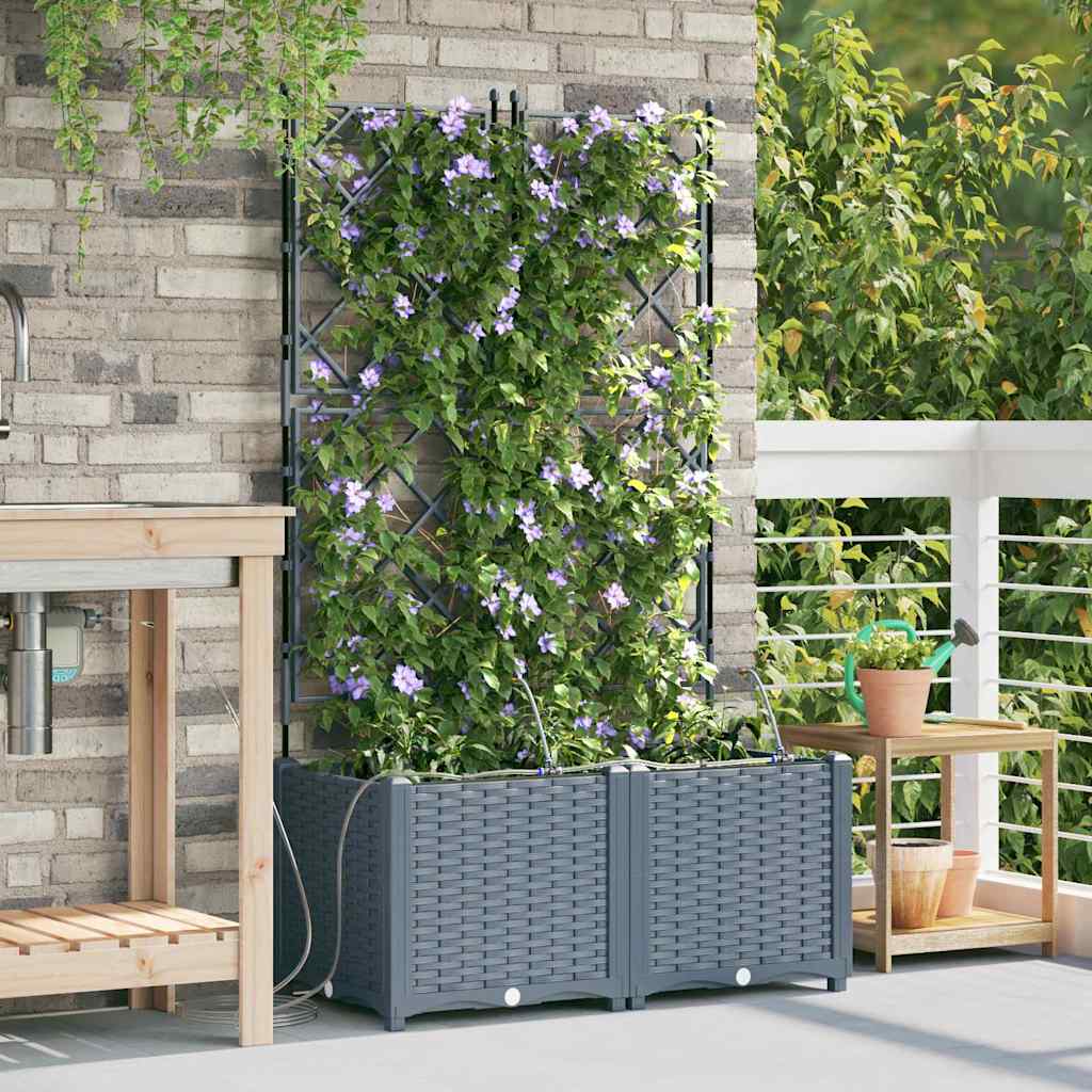 Vidaxl tuin bloempot 2 pcs licht grijs staal