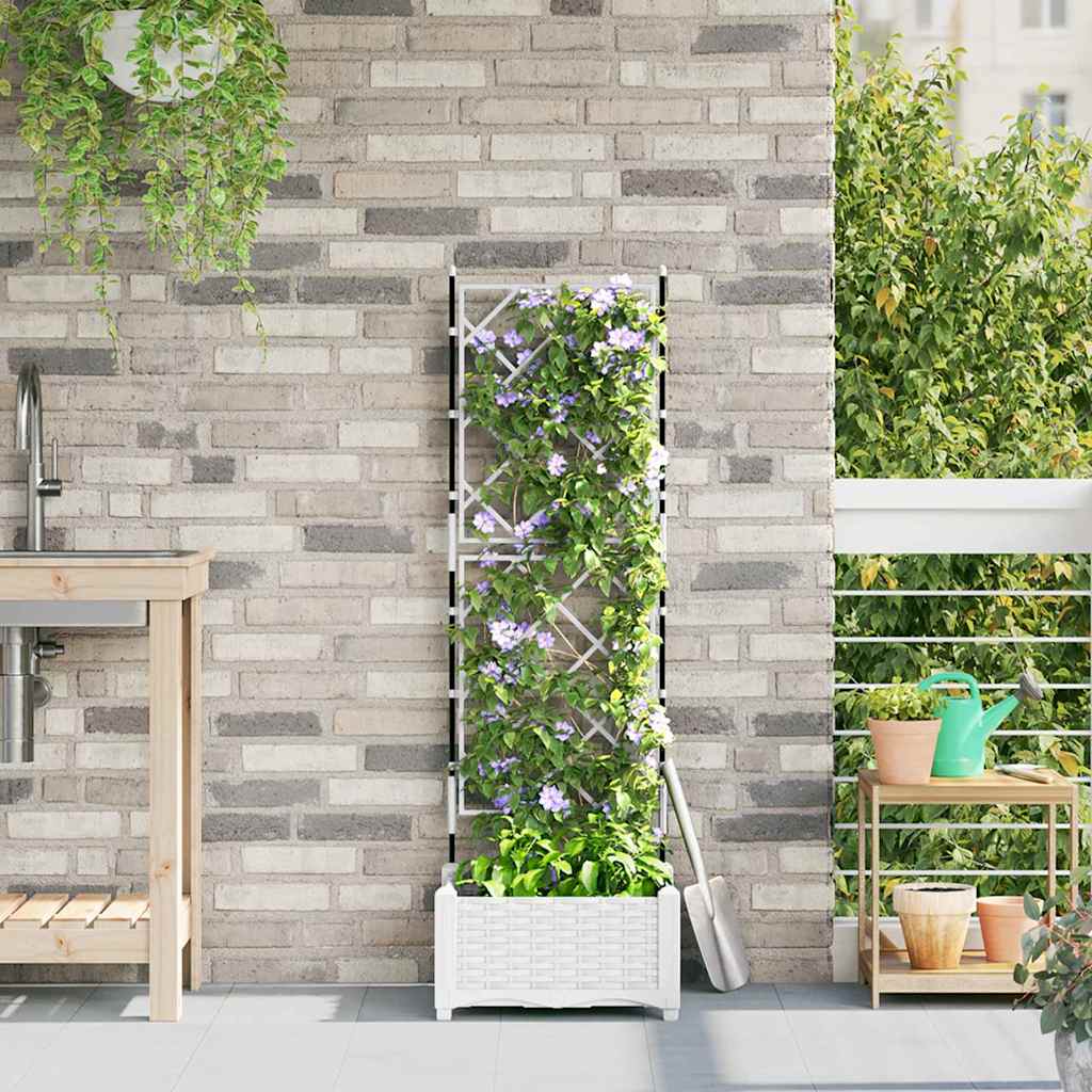 Vidaxl tuin bloempot wit 40 x 40 x 125,5 cm staal