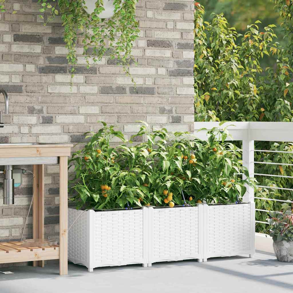Vidaxl tuin bloempot 3 pcs wit staal