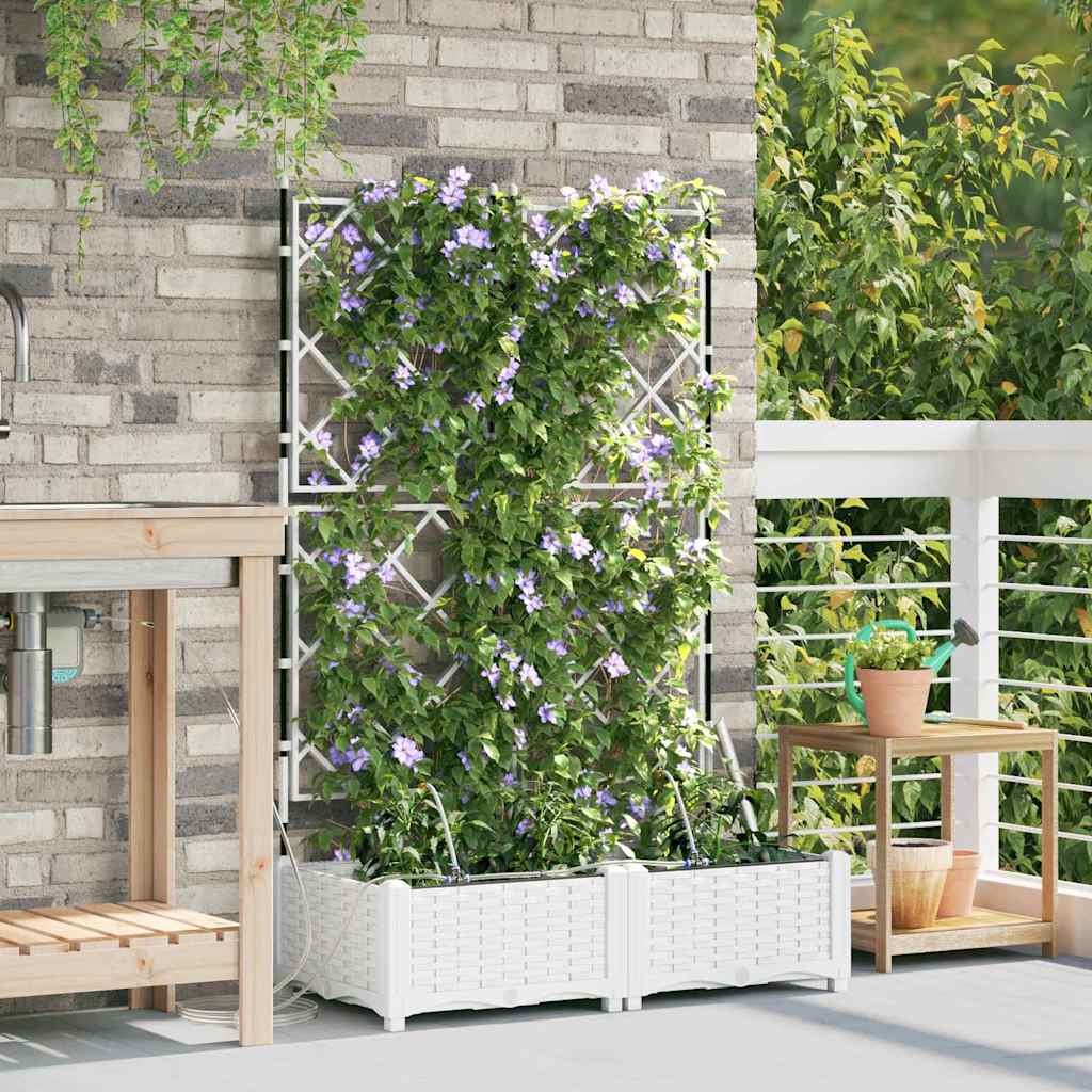 Vidaxl tuin bloempot 2 pcs wit staal
