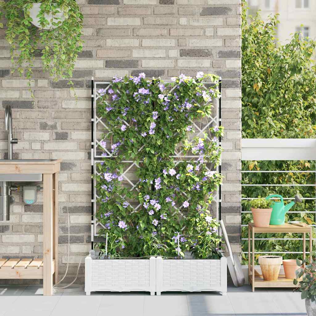 Vidaxl tuin bloempot 2 pcs wit staal