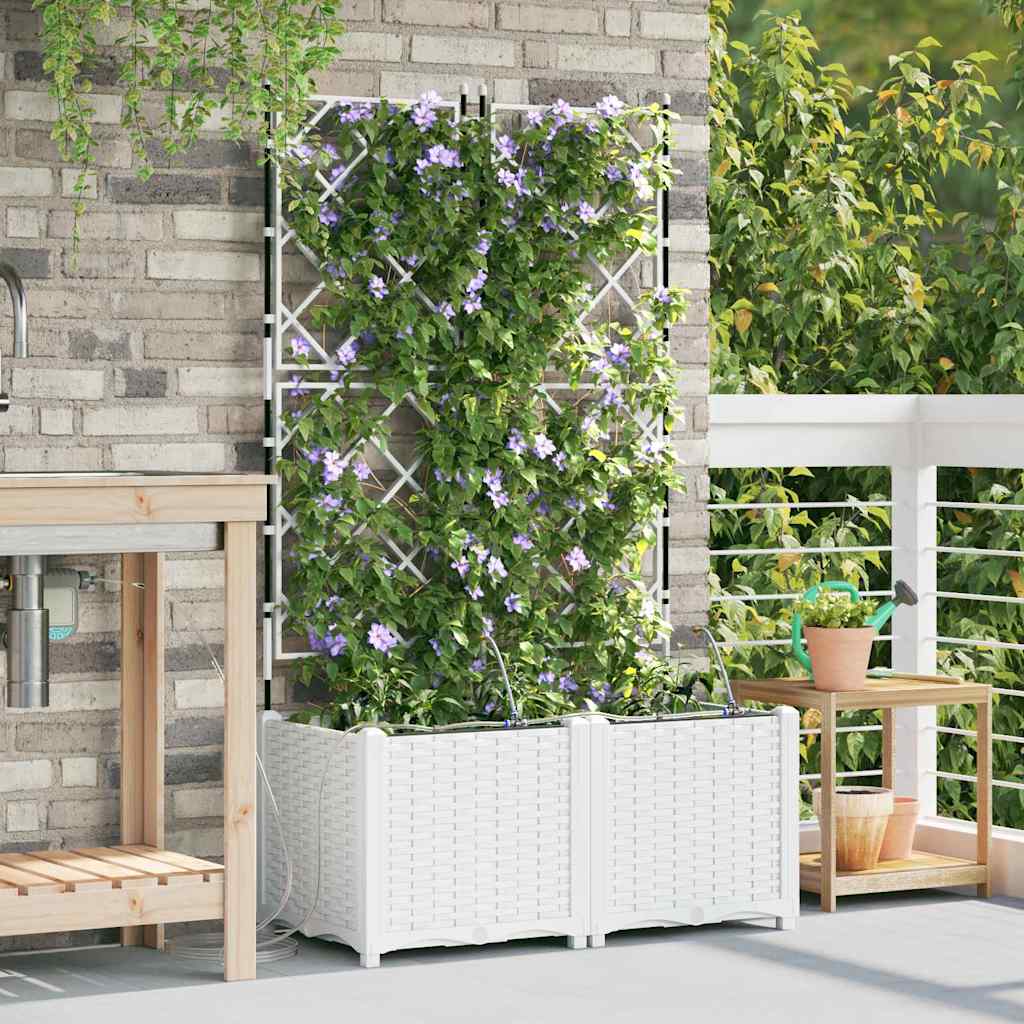Vidaxl tuin bloempot 2 pcs wit staal