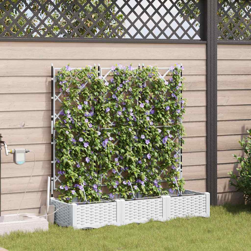 Vidaxl tuin bloempot 3 pcs wit staal