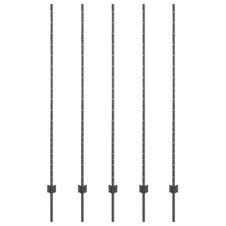 Vidaxl afrasteringspaal 5 pcs grijs 150 cm staal