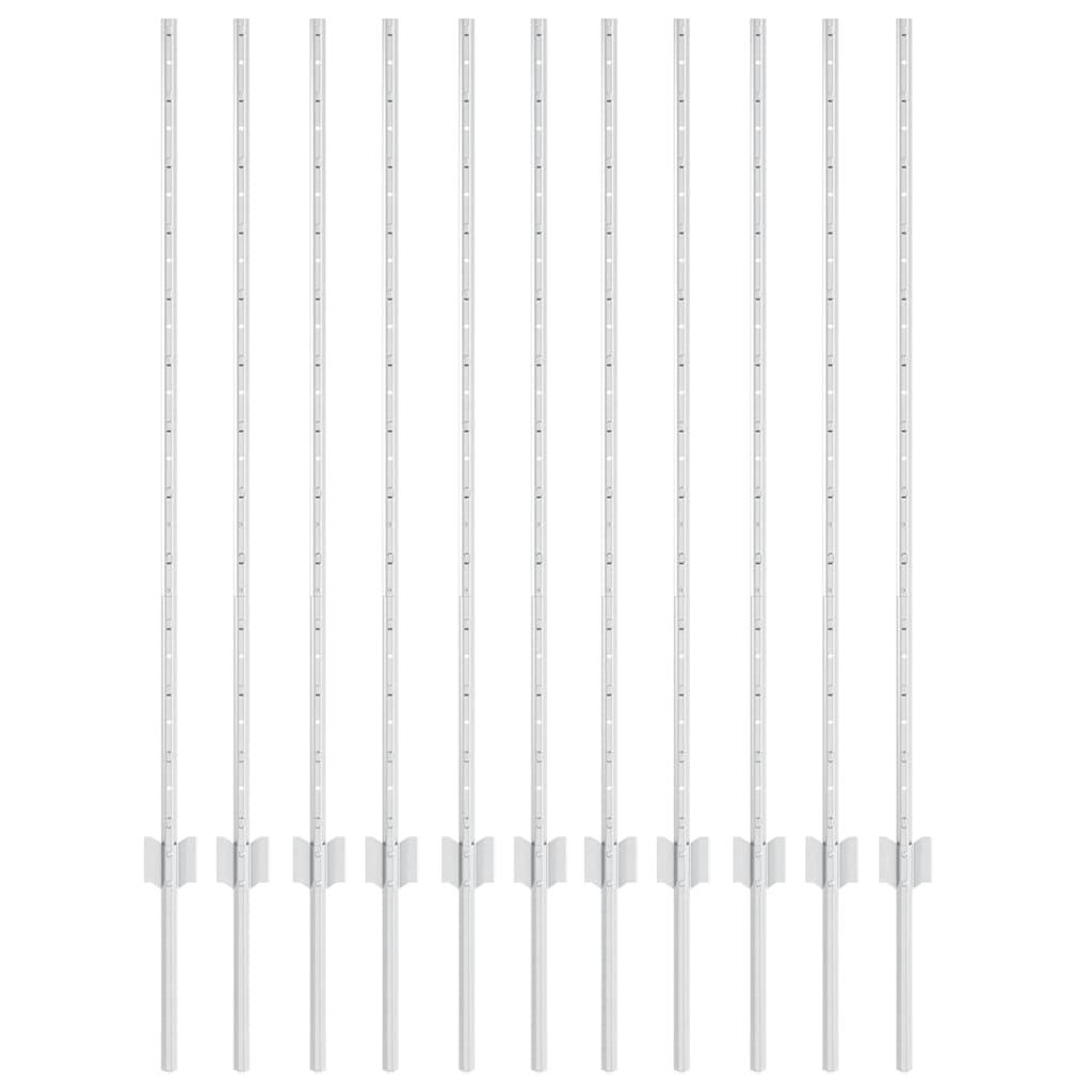 Vidaxl afrasteringspaal 11 pcs zilver 120 cm staal