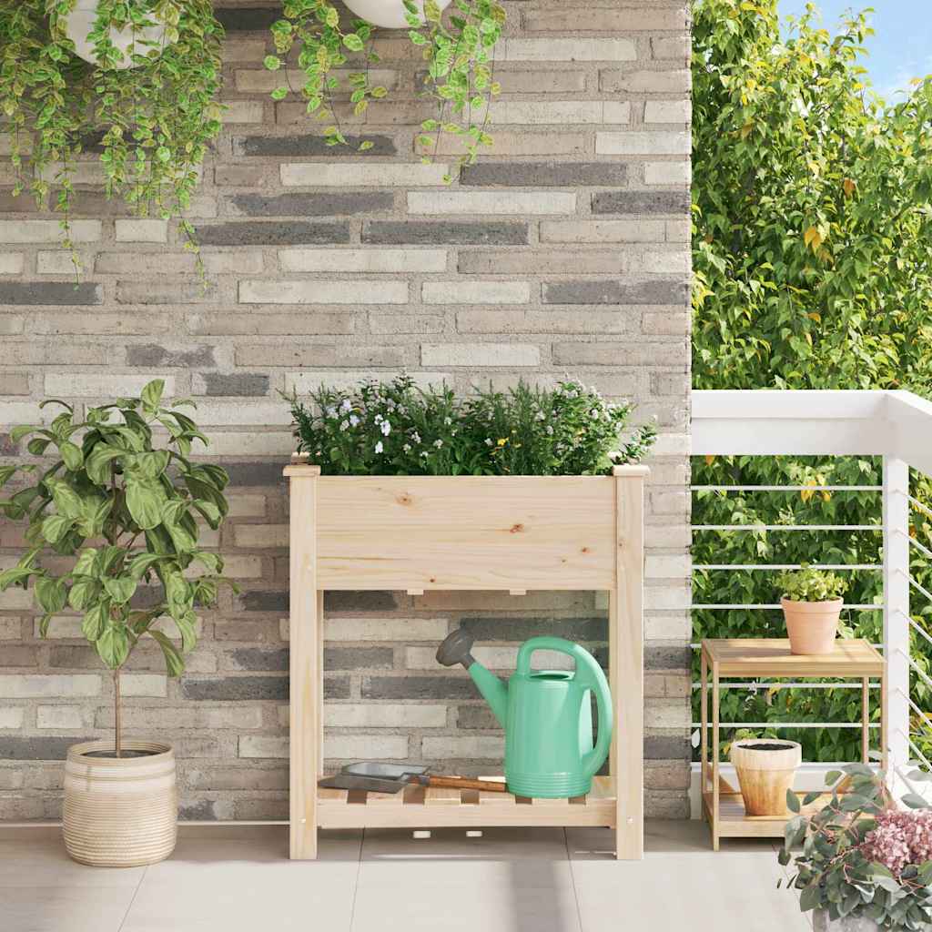 Vidaxl tuin bloempot beige 71 x 37 x 76,5 cm massief vurenhout