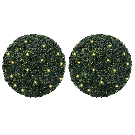 Vidaxl kunstbuxusballen met led-verlichting 2 st 52 cm groen