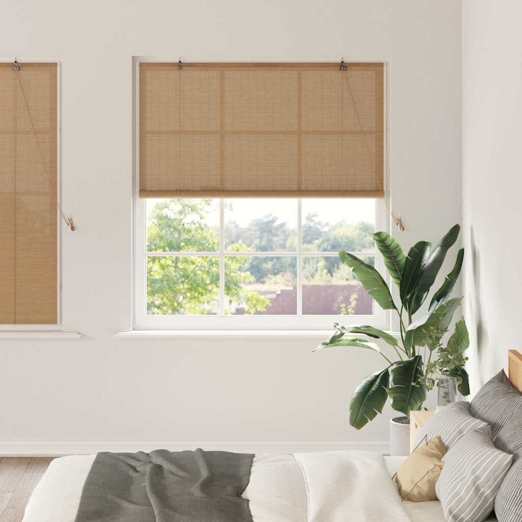 Vidaxl rolgordijn met gordijnen bruin 140 x 160 cm bamboe