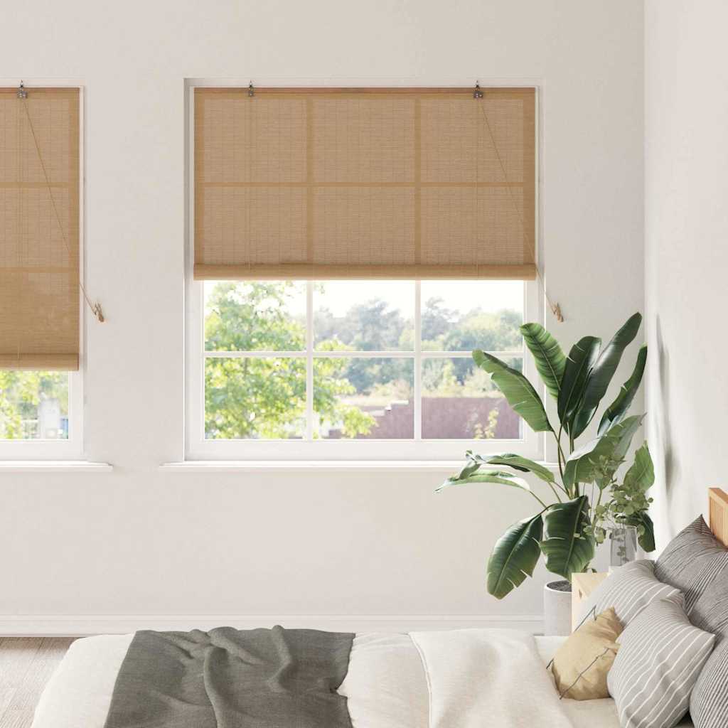 Vidaxl rolgordijn met gordijnen bruin 140 x 220 cm bamboe
