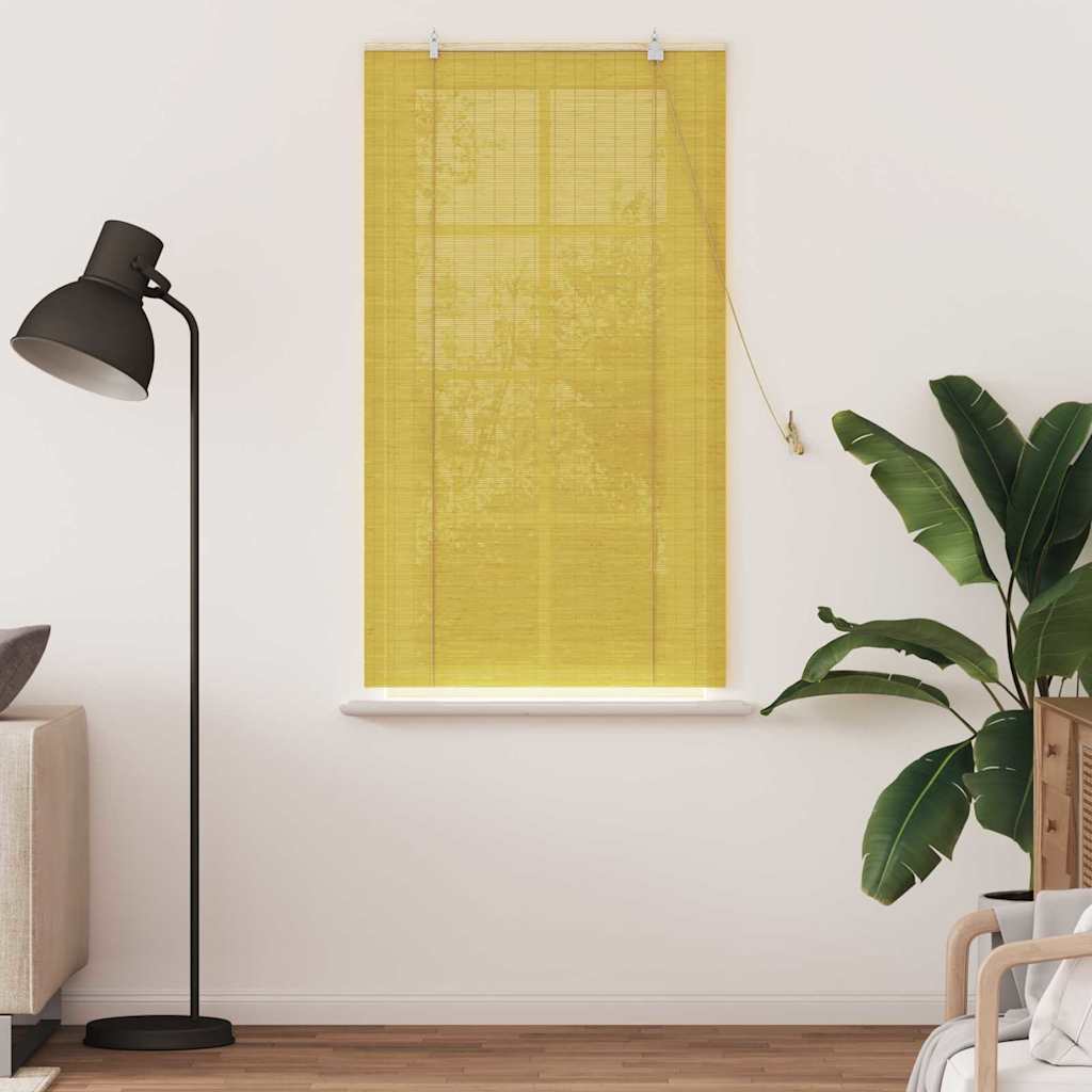 Vidaxl rolgordijn met gordijnen geel 90 x 160 cm bamboe