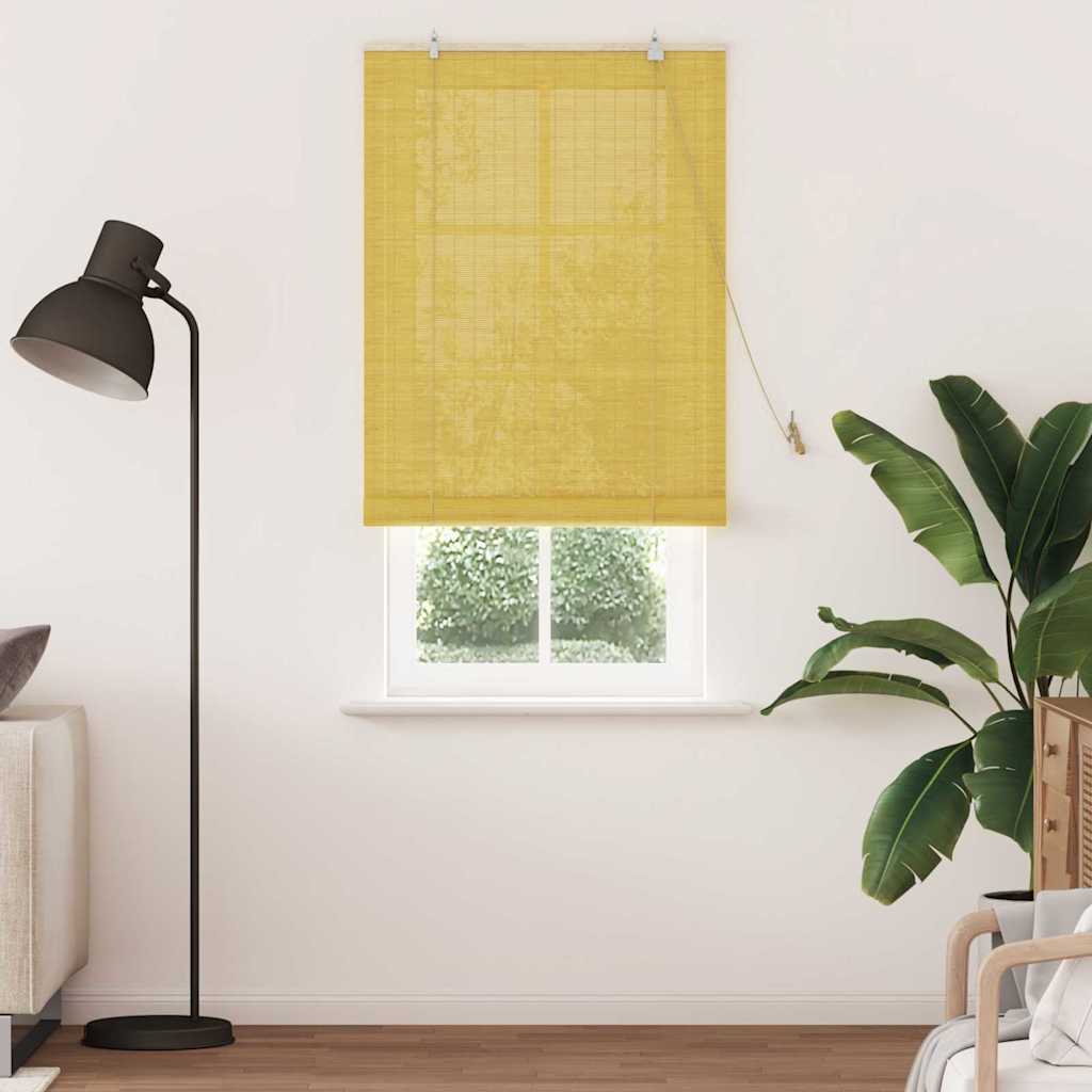 Vidaxl rolgordijn met gordijnen geel 90 x 220 cm bamboe