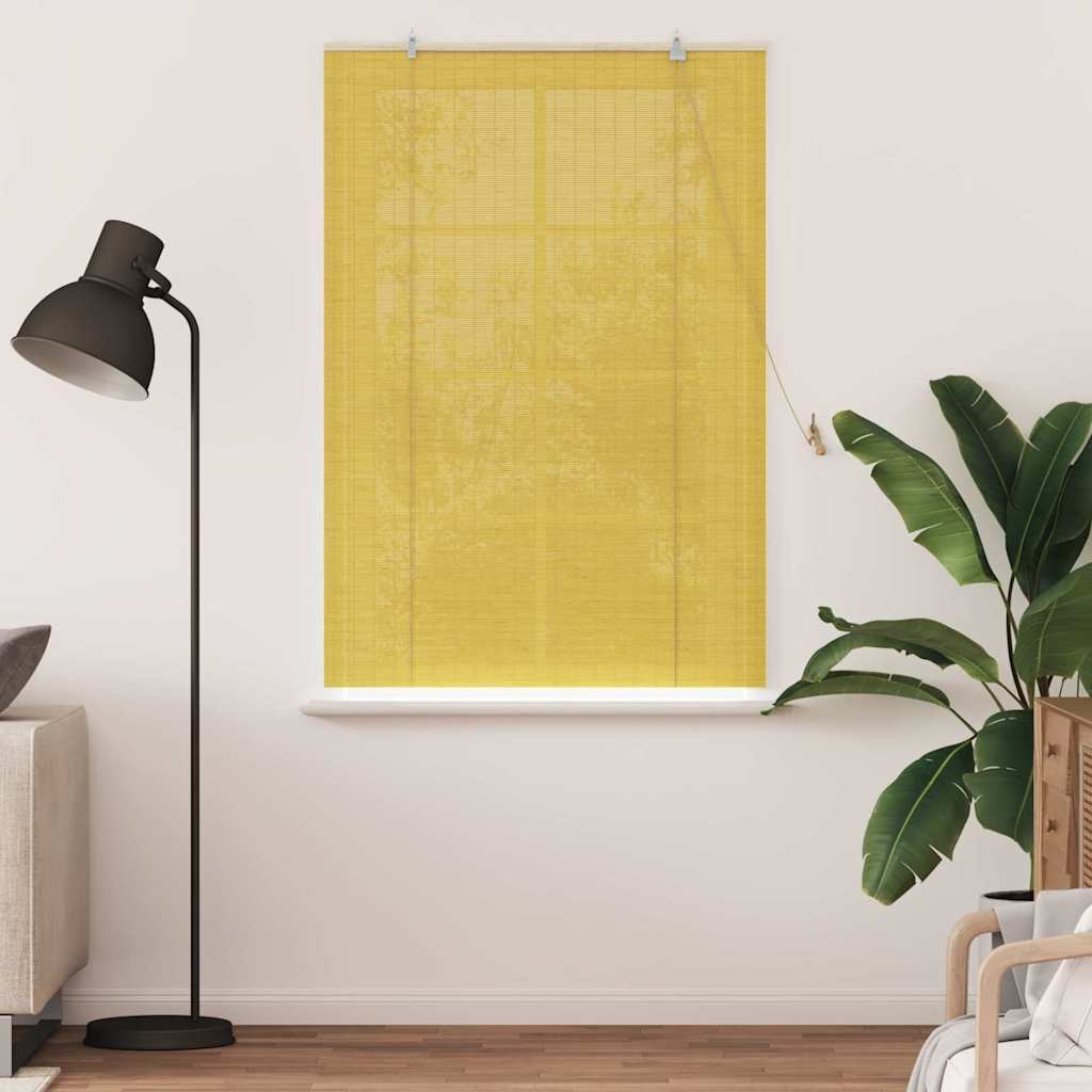 Vidaxl rolgordijn met gordijnen geel 100 x 160 cm bamboe