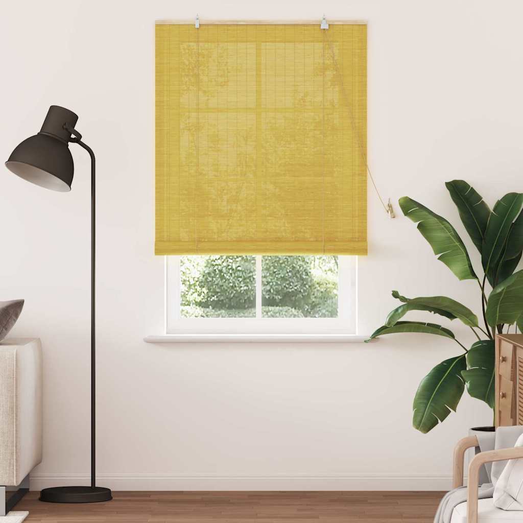 Vidaxl rolgordijn met gordijnen geel 120 x 220 cm bamboe