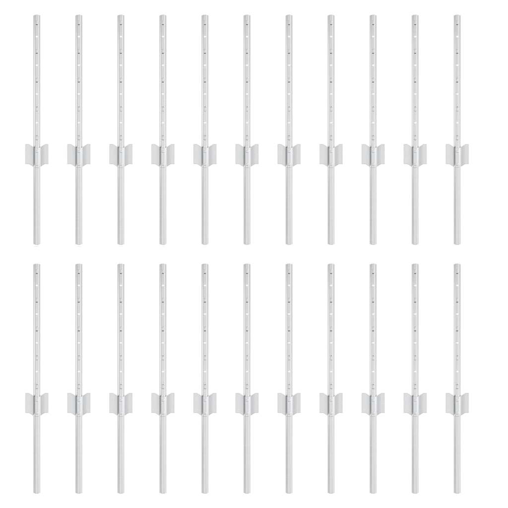 Vidaxl afrasteringspaal 22 pcs zilver 80 cm staal