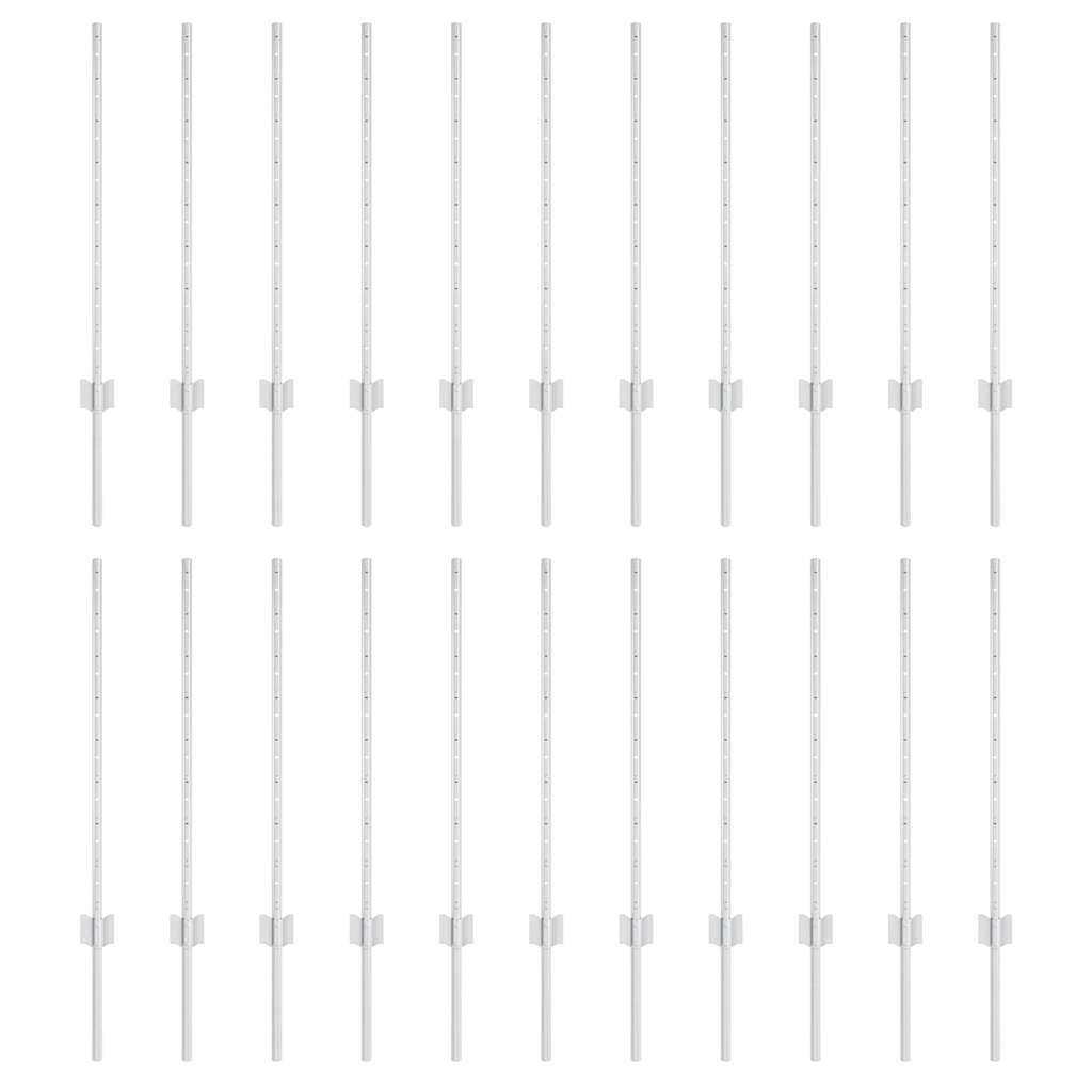 Vidaxl afrasteringspaal 22 pcs zilver 120 cm staal