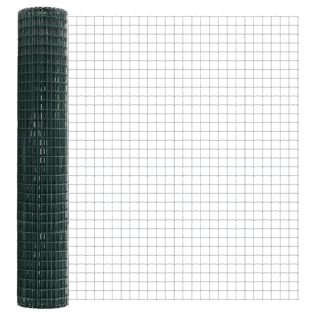 Vidaxl hek met paal groen 1,5 x 10 m staal en pvc