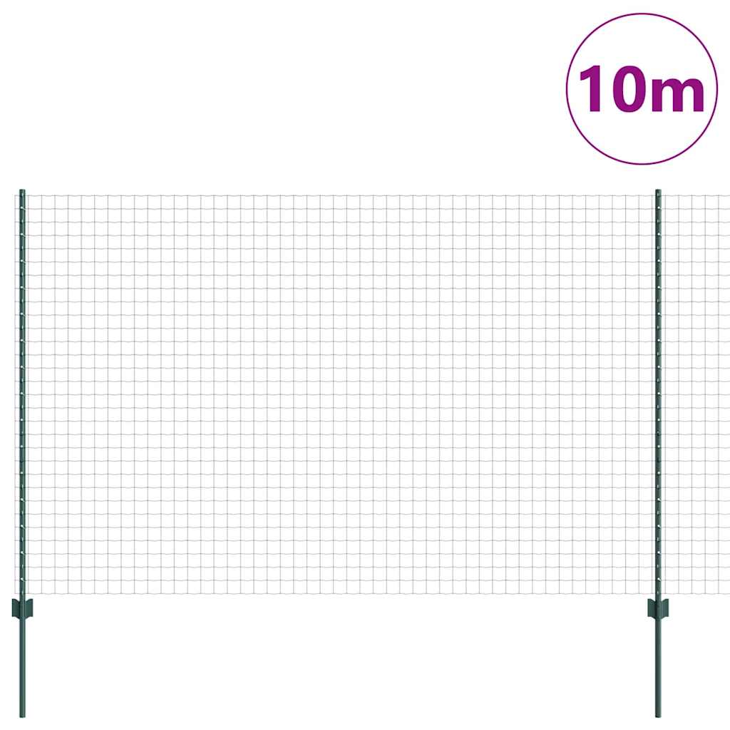 Vidaxl hek met paal groen 1,5 x 10 m staal en pvc