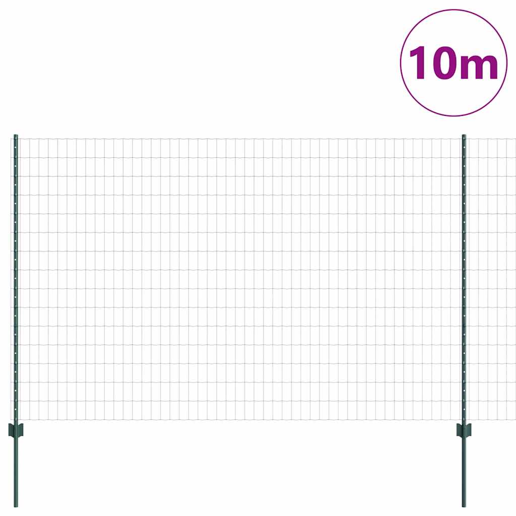 Vidaxl hek met paal groen 1,6 x 10 m staal en pvc
